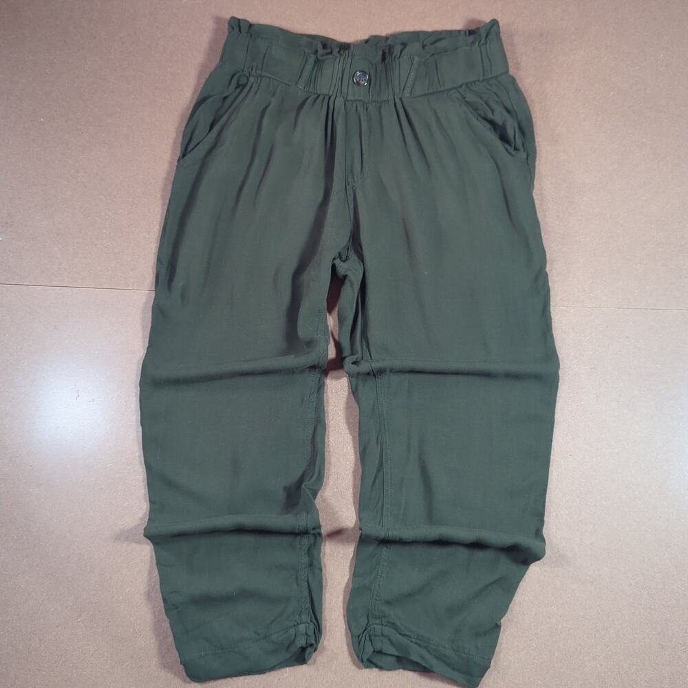 Rewash Y2K Olive Green Cropped Pants Earthy Boho Relaxed L